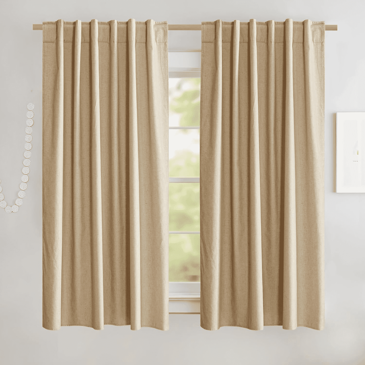 NICETOWN Short Blackout Curtains for Kitchen Thermal Insulated Back Tab/Rod Pocket Farmhouse Drapes, W52 x L63, Set of 2, Camel