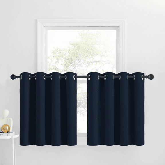 NICETOWN Short Curtains Half Window Curtains for Bedroom, Blackout Thermal Insulated Curtains Energy Efficient Privacy Grommet Window Treatment, Navy Blue, 52"x30", Set of 2