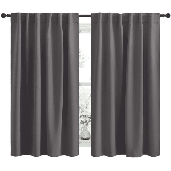 NICETOWN Short Length Blackout Curtains for Bedroom Back Tab and Rod Pocket Curtain Panels Window Treatments 42x40 inch, 2 Panels, Grey