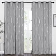 thumbnail image 1 of NICETOWN Silver Grey Blackout Curtains 52 X 84 Inches Long 2 Panels, Wave Line Design Room Darkening Curtains for Bedroom Thermal Insulated Grommet Window Curtains for Living Room, 1 of 11