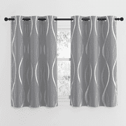 NICETOWN Blackout Curtains Long Wave Line Embossed Grommet Room Darkening Curtains Thermal Insulated 2 Panels Curtains for Living Room Bedroom Grey Curtains, 52 W x 84L
