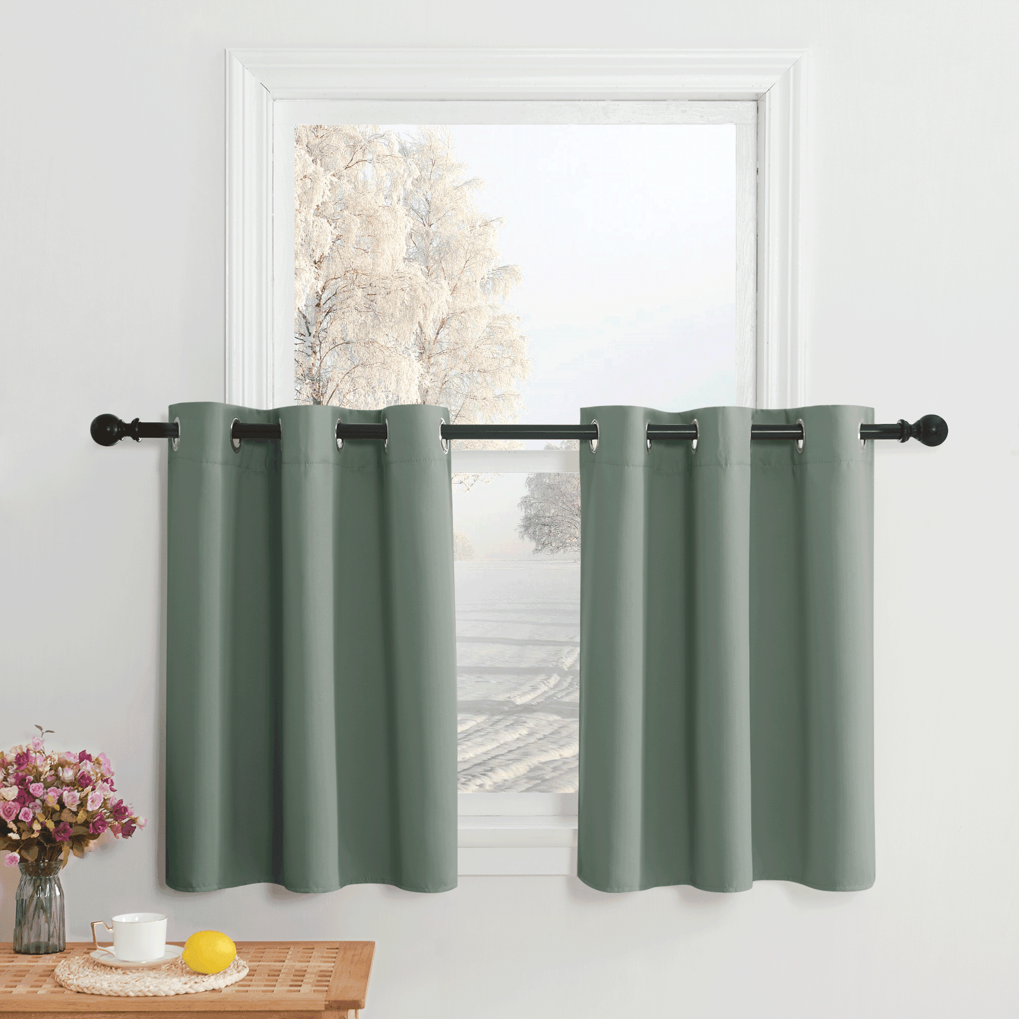 NICETOWN Blackout Thermal Insulated Window Curtains for Bathroom 42x30 ...