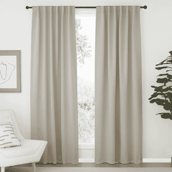NICETOWN Solid Blackout Curtains Modern Privacy Backtab and Rod Pocket Light Blocking Curtains, 2 Panels, W52 x L72, Natural