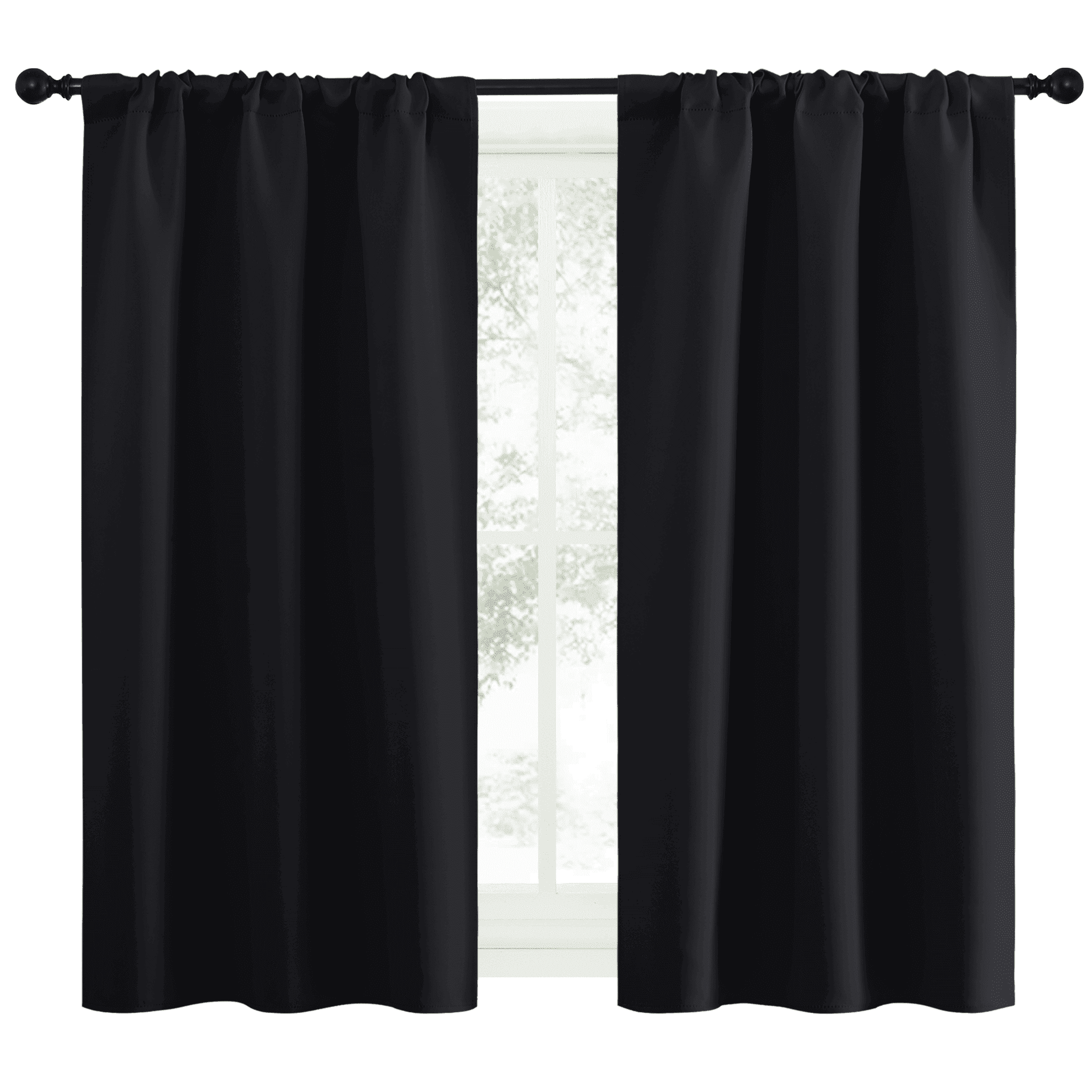 NICETOWN Solid Color Black out Curtains Rod Pocket Thermal Insulated Window Drapes for Bedroom 34x54 inch, 2 Panels