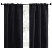 NICETOWN Solid Color Black out Curtains Rod Pocket Thermal Insulated Window Drapes for Bedroom 34x54 inch, 2 Panels