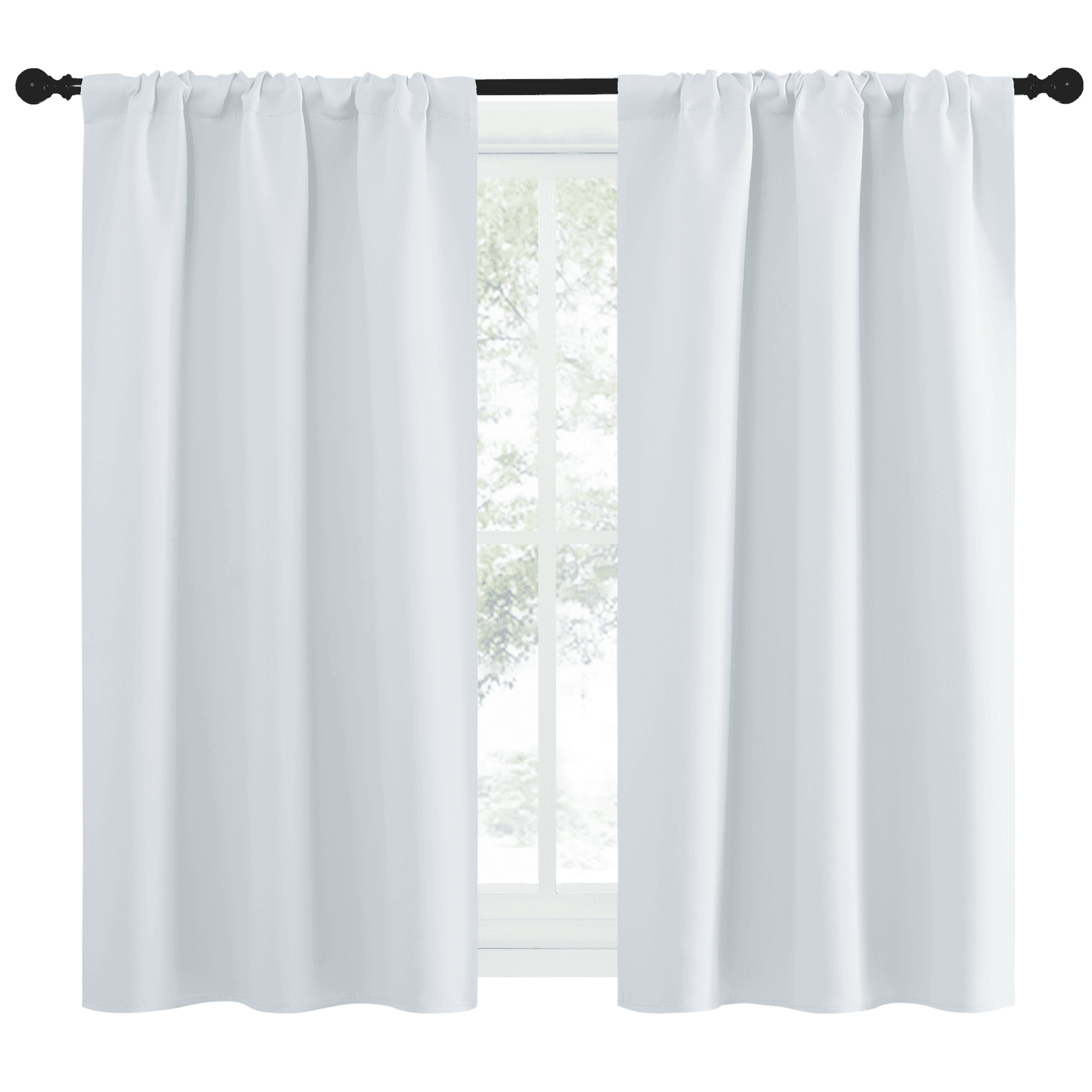 NICETOWN Casual White Solid Print Home Rod Pocket Blackout & Valances Curtains, 34 x 54 in (2 Panels)