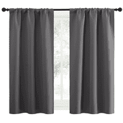 NICETOWN Solid Color Room Darkening Rod Pocket Thermal Insulated Window Curtains, Grey, 34"x54", 2 Panels