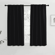 NICETOWN Solid Mordern Blackout Curtains, Privacy Backtab & Rod Pocket Curtains for Bedroom Black out, W34 x L54, 2 Panels, Black
