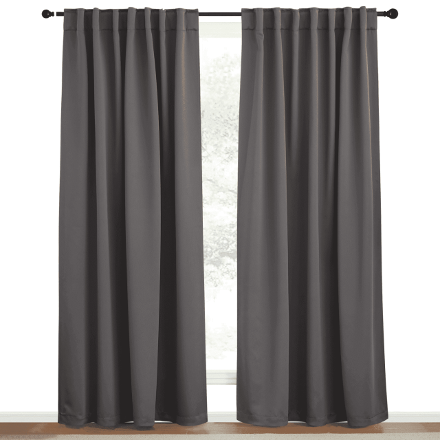 NICETOWN Thermal Insulated Blackout Curtains Back Tab and Rod Pocket Curtains Drapes 52x72 inch Grey 2 Panels