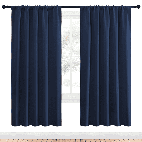 NICETOWN Thermal Insulated Blackout Curtains Rod Pocket Curtain Panels Room Darkening Curtains for Dining Room 52x72 inch Navy, 2 Panels