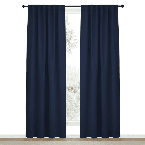 NICETOWN Thermal Insulated Curtains for Bedroom Back Tab and Rod Pocket Ensure Privacy Blackout Curtains Drapes 52x95 inch Navy 2 Panels