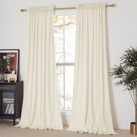 NICETOWN Thermal Insulated Room Darkening Window Drapes for Living Room White Velvet Curtains, 52"*108" (2 Panels)