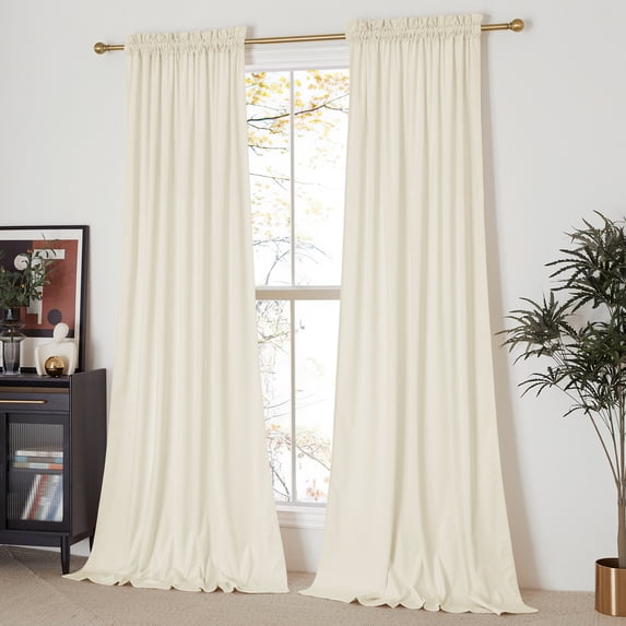NICETOWN Thermal Insulated Room Darkening Window Drapes for Living Room White Velvet Curtains, 52"*108" (2 Panels)