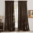 thumbnail image 1 of NICETOWN Velvet Blackout Curtains 96 inches for Living Room, Room Darkening Thermal Insulated Rod Pocket Velvet Windon Drapes, Brown, 2 Panels, 1 of 9