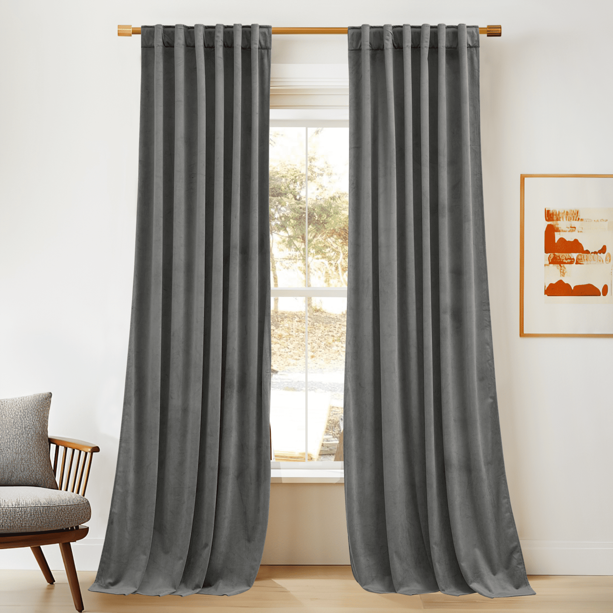 NICETOWN Velvet Curtains for Bedroom, Velvet Blackout Curtains Rod ...