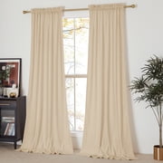 NICETOWN Velvet Curtains for Bedroom, Room Darkening Thermal Insulated Rod Pocket Drapes, Classic Soft Luxury Window Panels, W42 x L84, Beige, 2 Panels