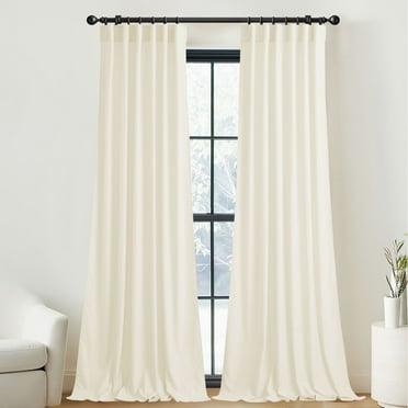 NICETOWN Velvet Curtains, Thermal Insulated Drapes Rod Pocket/Back Tab Room Darkening Sound Reducing Luxury Velvet Window Curtains for Living Room, Ivory White, 52"x84", 2 Panels