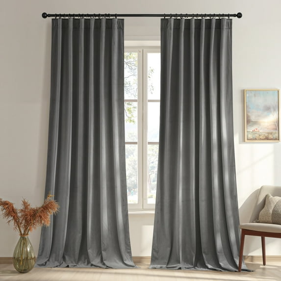 NICETOWN Velvet Curtains, Thermal Insulated Noise Reducing Luxury Velvet Drapes Rod Pocket & Back Tab Window Treatments for Living Room, Grey, 52"x 96", 2 Panels