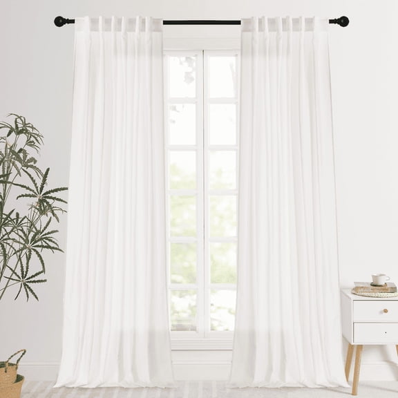 NICETOWN White Sheer Curtains 108 inches Long, Non-See-Through Sheer Curtains Light Filtering Sheer Drapes for Bedroom Living Room, 2 Panels
