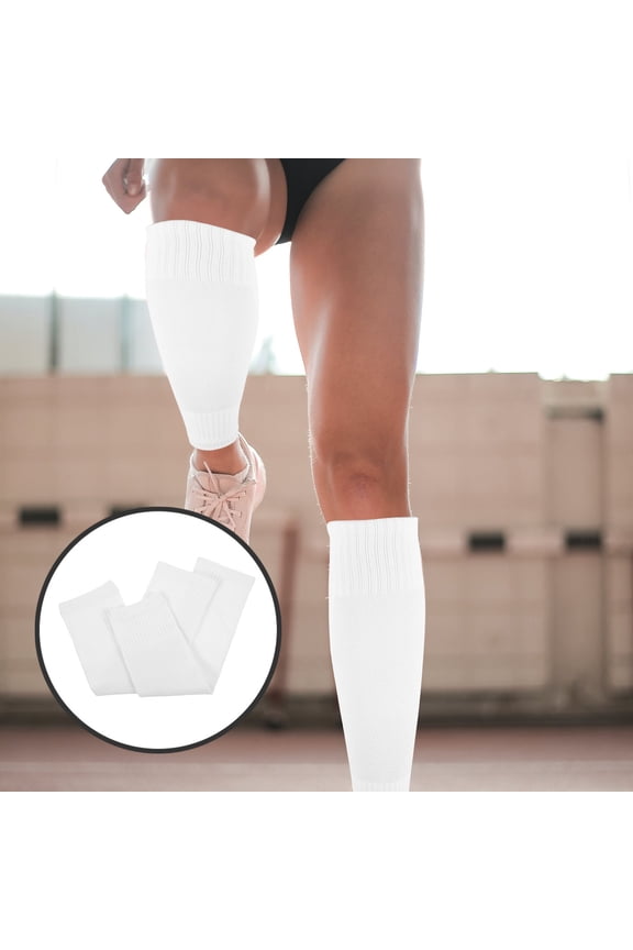 1 Pair Breathable White PU Calf Sleeves for Men, Comfortable Football Socks with Calf Support
