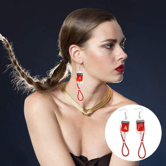 NICEXMAS 1 Pair Red Plastic Charm Earrings for Women, Trendy Fashion Jewelry Accessories, Lightweight and Stylish Novelty