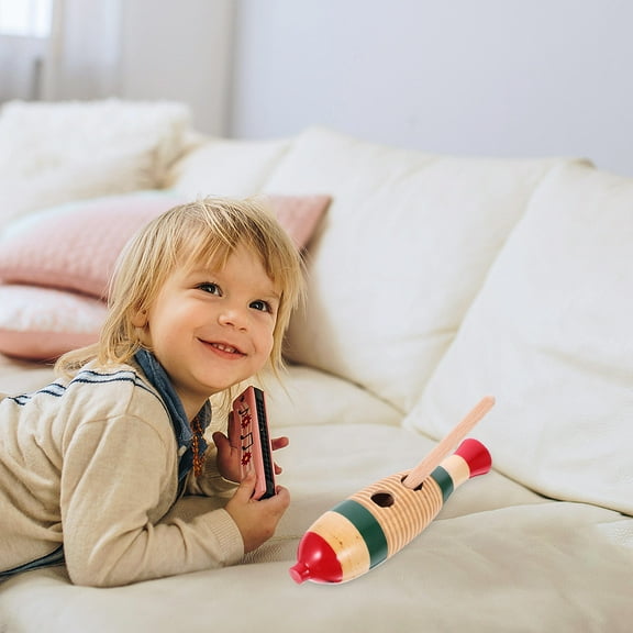 NICEXMAS Guiro Musical Instrument for Beginners 1 Set Khaki Wood