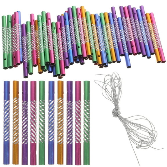 NICEXMAS Yellow Metal Wind Chime Tubes with Fittings, Complete Chime Parts Set for Garden, Patio, and Outdoor Decor