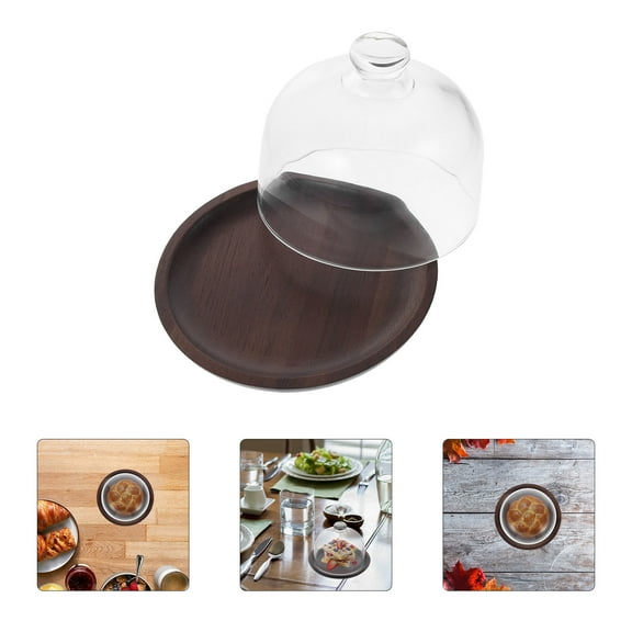 NICEXMAS 1 Set Elegant Design Cake Stand with Glass Dome for Fruits and Bread