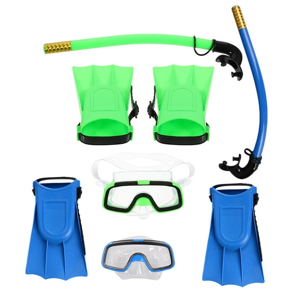 NICEXMAS 1Set Lightweight Snorkeling Gear Green Full Snorkel and Short Fins Comfortable for Swimming