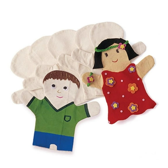NICEXMAS Hand and Finger Puppet Set Hand Puppet Material Package White Fabric 2 Pcs
