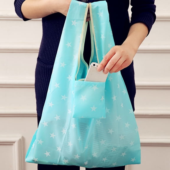 NICEXMAS Foldable Reusable Oxford Tote Bag Set for Women, Lightweight Shopping Bags with Stylish Design,