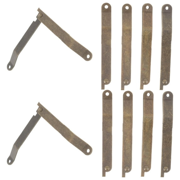 NICEXMAS 1Set Heavy Duty Lid Support Hinges for Wooden Boxes Cabinet Doors in Light Brown Iron