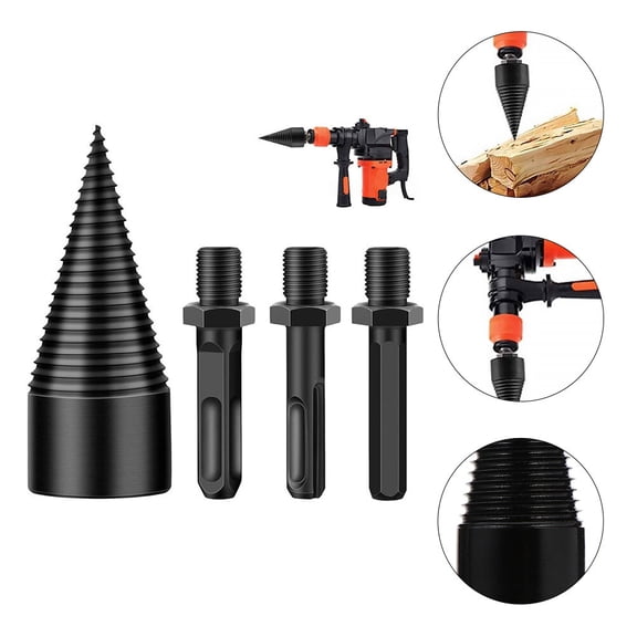 NICEXMAS Cone Drill Bit in Black for Wood Splitting with Impact Resistant for Adults 1 Set