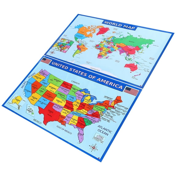 NICEXMAS 1 Set of Geography World Country Map Poster Assorted Color Teaching Tool for Students and Teachers