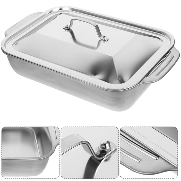 NICEXMAS 1Set Rectangular Stainless Steel Grill Pan Deep Tray for Fish and Seafood Cooking