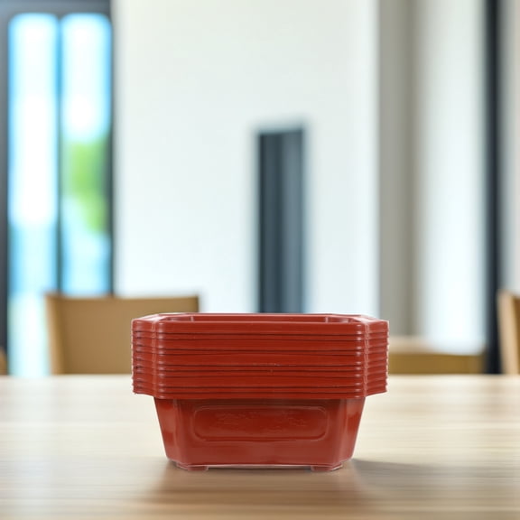 NICEXMAS 10 Pcs Large Rectangle Bonsai Pot Classical Flower Pots Office 16.2X11.7CM Red