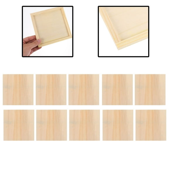 NICEXMAS 10 Pcs Wooden Picture Frame Easy to Decorate Wood Frame Photo Board DIY Photo Frame Tool Cradle 14.7X14.7cm