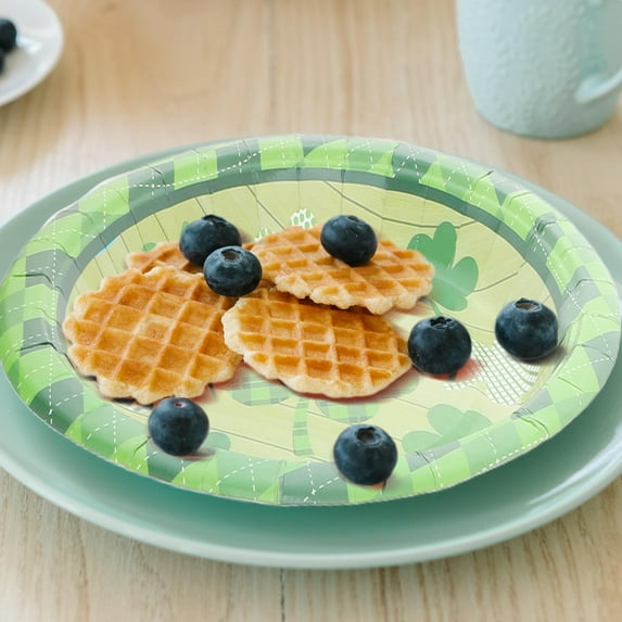 NICEXMAS Green Dessert Plates Shamrock Paper Plate Round Party Use Spring Party 20pcs