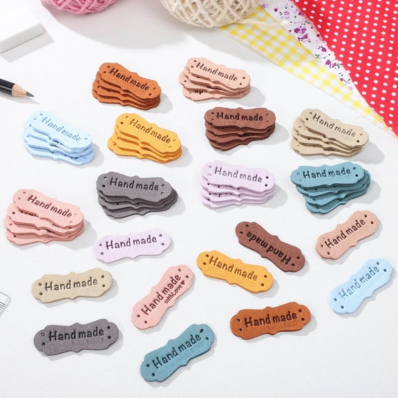 NICEXMAS 100 Pcs PU Knitting Labels for Clothes Decorative Tags for Crafting and DIY Projects