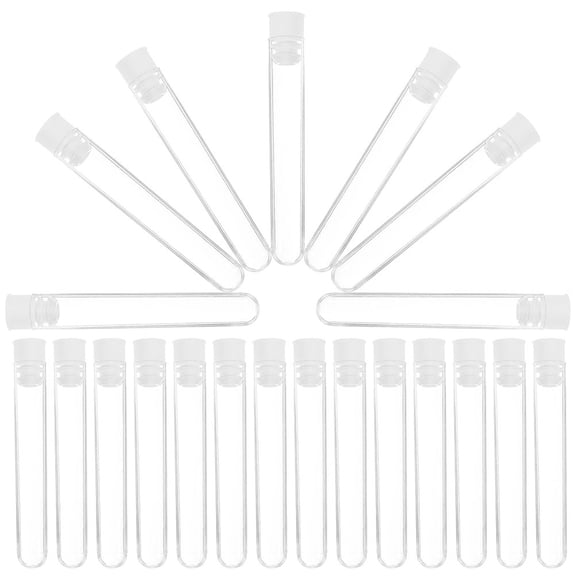 NICEXMAS 100Pcs Clear Test Tubes Plastic Small Storage Tubes With Lids For Scientific Experiments And Kids