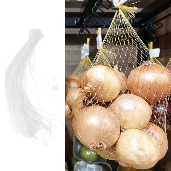 NICEXMAS 100Pcs Produce Net Bag White Plastic Mesh for Supermarket Fruit Packaging