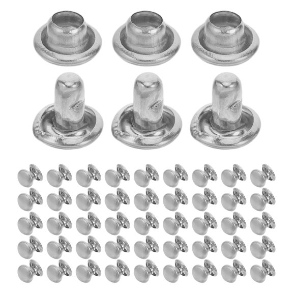 NICEXMAS 100Sets Metal Snap Fasteners Plated Silver Round Rivet Buttons for Clothing Shoes and Craft Projects