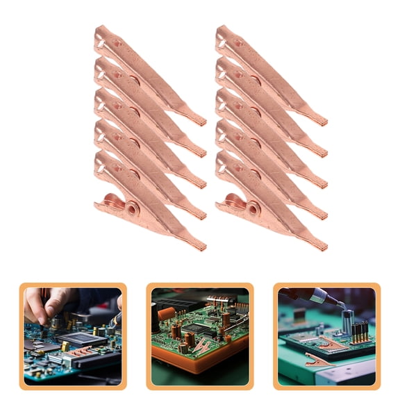 NICEXMAS 10Pack Tone Alligator Clips Copper for Electronic Projects 1.2x0.4x0.2in