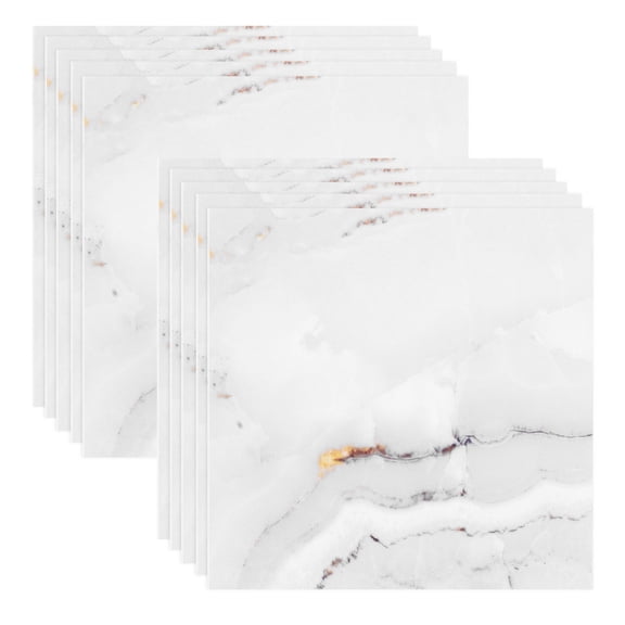 NICEXMAS 10Pcs White Marble Peel and Stick Kitchen Wall Decals for Home Decoration