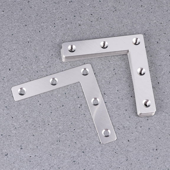 NICEXMAS 10Pcs Angle Bracket Plated Silver Steel Fixed Plate for Reliable and Easy Use