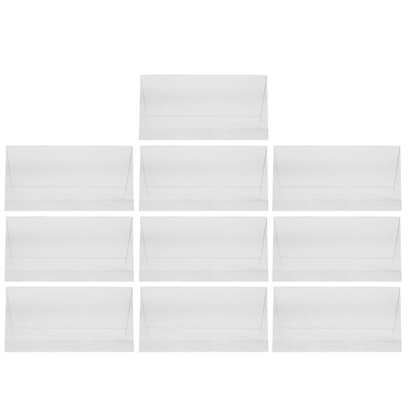 NICEXMAS 10Pcs Clear Dual Sided Pet Name Plate Holder for Office Desk Conference Room Meeting Display Stand