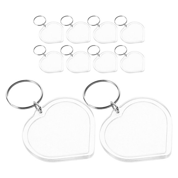 NICEXMAS 10Pcs Heart-Shaped Acrylic Photo Key Holder Pendant for Custom Pictures