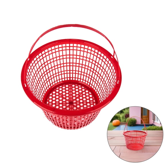 NICEXMAS Sturdy Red Plastic Baskets, Easy Carry Handles, Ideal for Fruits and Home, 10Pcs