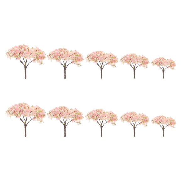 NICEXMAS 10pcs Mini Cherry Blossom Tree for Diorama Accessories Pink ABS Scene Enhancement