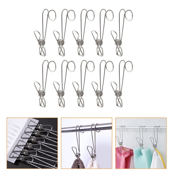 NICEXMAS Rustproof Multipurpose Clips Steel Users Backyard 10Pcs 4.3x0.8x0.6in